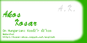 akos kosar business card